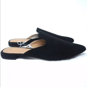 Slip On Pointed Toe Mules Flats Vegan Black